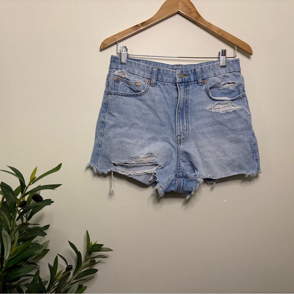 American Eagle Outfitters Light Blue Distressed Jean Shorts